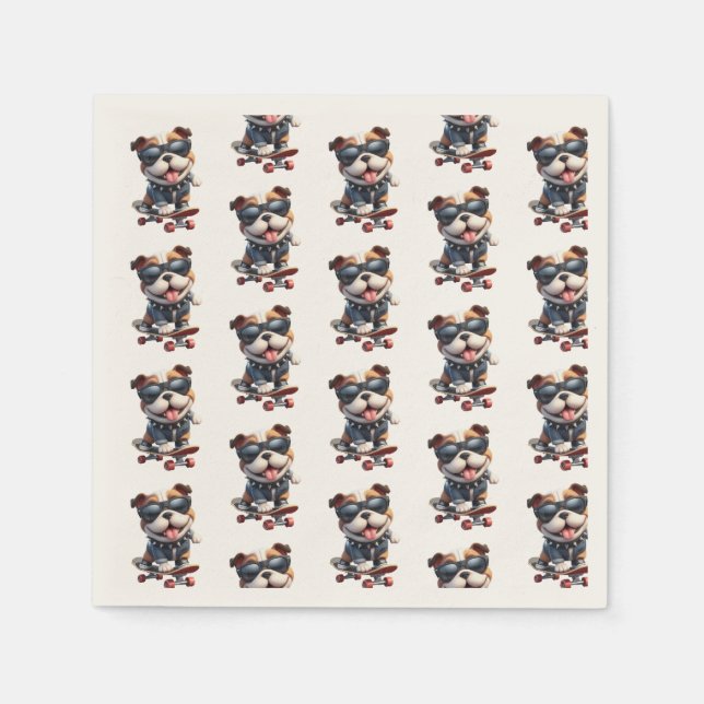 Guardanapo De Papel Cachorro num skate (Frente)