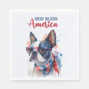 Guardanapo De Papel Cachorro Patriota - Boston Terrier
