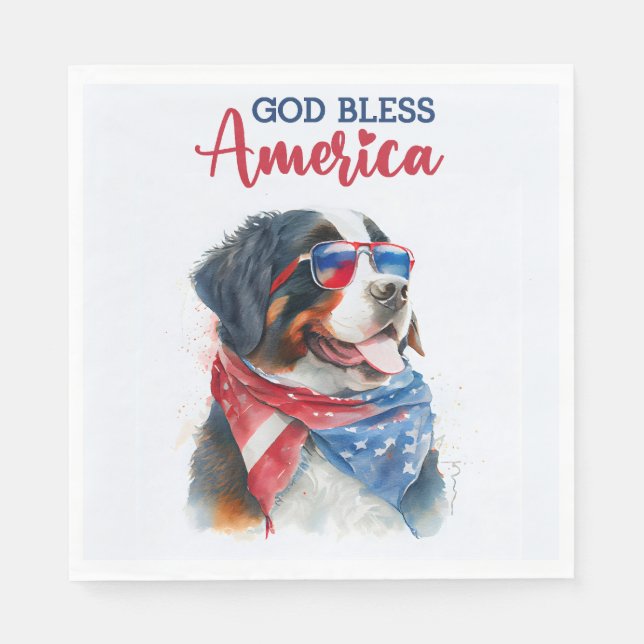 Guardanapo De Papel Cachorro Patriótico-Bernês (Frente)