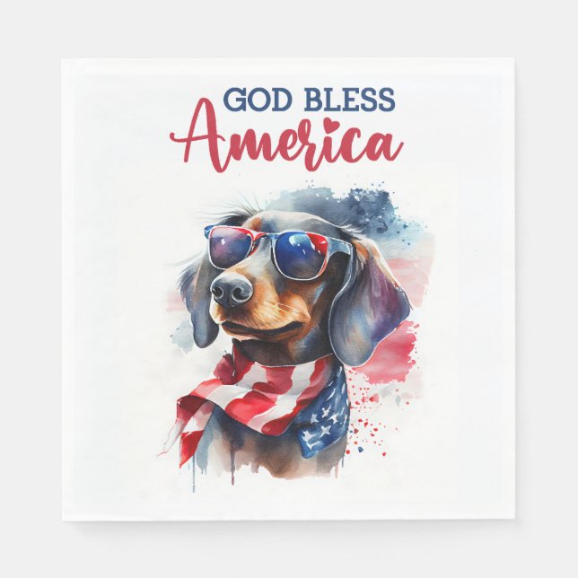 Guardanapo De Papel Cachorro Patriótico-Dachshund (Frente)