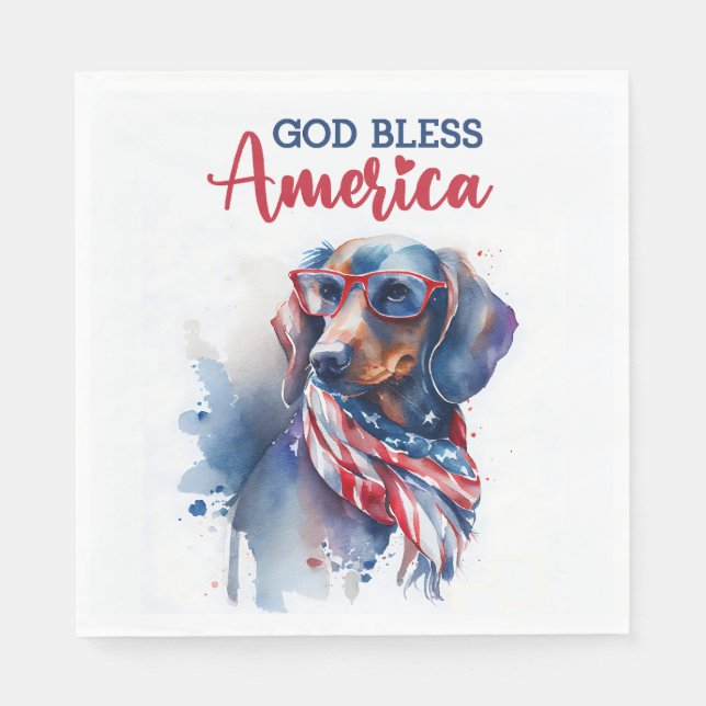 Guardanapo De Papel Cachorro Patriótico-Dachshund (Frente)
