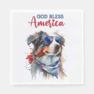 Guardanapo De Papel Cachorro Patriótico-Pastor Australiano