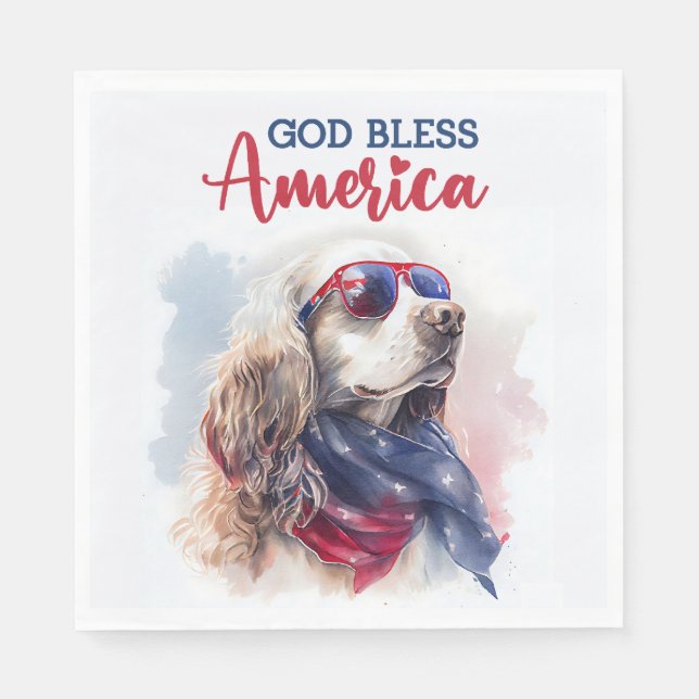 Guardanapo De Papel Cachorro Patriótico-Spaniel (Frente)