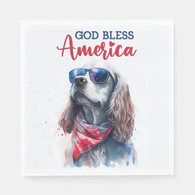 Guardanapo De Papel Cachorro Patriótico-Spaniel (Frente)