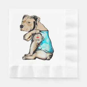 Guardanapo De Papel Cachorro Pitbull Eu Adoro Pai Tatuando Família Eng
