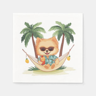 Guardanapo De Papel Cachorro Pomerano Em Camisa Hammock Havaiana