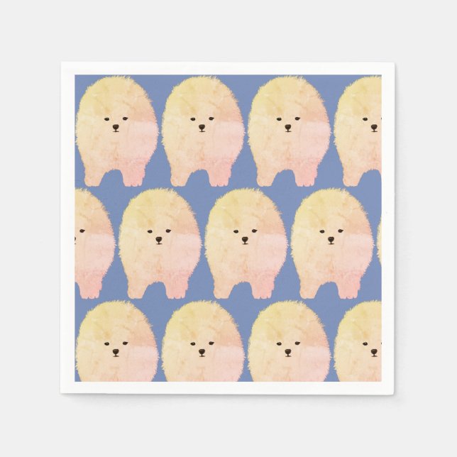 Guardanapo De Papel Cachorro Pomerano, Papel Personalizado Pet Fluffy (Frente)