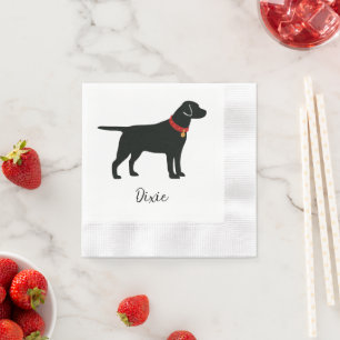 Guardanapo De Papel Cachorro Preto Adicionar Nome Coluna Vermelha