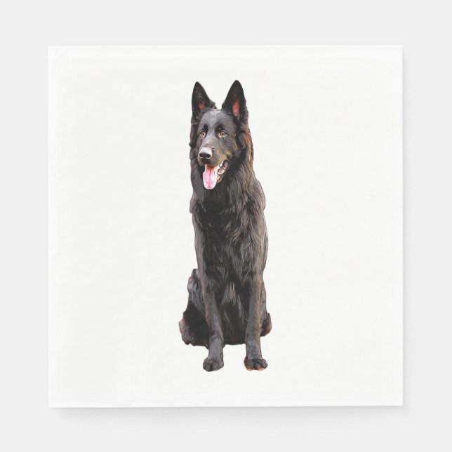 Guardanapo De Papel Cachorro Preto german shepherd (Frente)