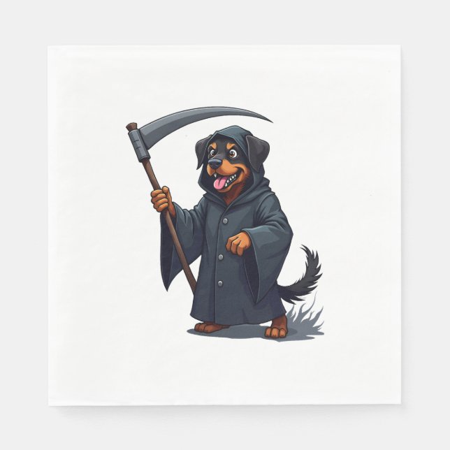 Guardanapo De Papel Cachorro Rottweiler da Grim Reaper (Frente)