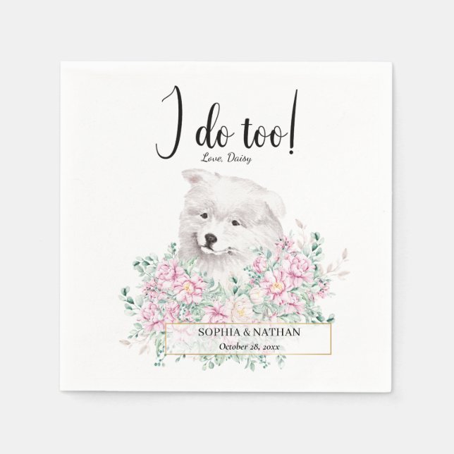 Guardanapo De Papel Cachorro Samoyed Puppy Casamento Cocktail Napkins (Frente)