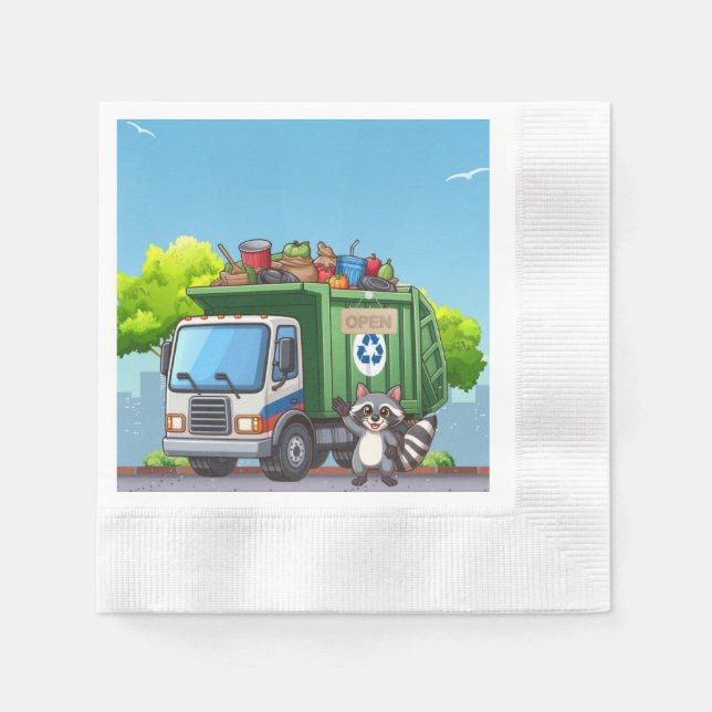 Guardanapo De Papel Cachorro simpático e caminhão de "comida" (Frente)
