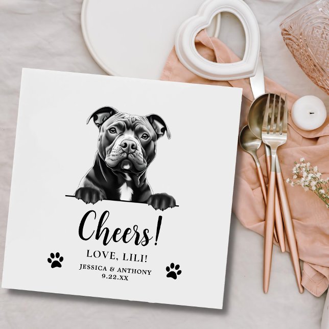 Guardanapo De Papel Cachorro Staffy Desenhando Animações Personalizada (Criador carregado)
