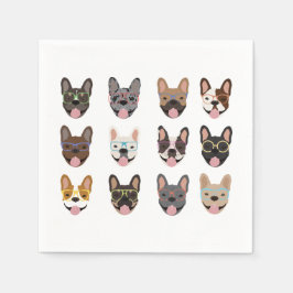 Guardanapo De Papel Cachorros Franceses Bonitos Vestindo Óculos