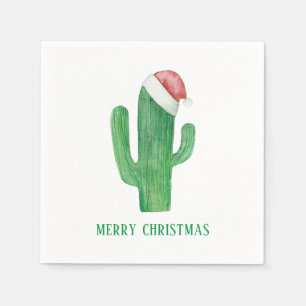 Guardanapo De Papel Cacto de Natal. Ano novo. Cactos verdes e