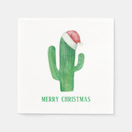 Guardanapo De Papel Cacto de Natal. Ano Novo. Cactos verdes e vermelho