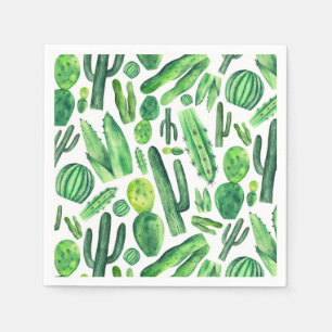 Guardanapo De Papel Cacto verde. Aguarela botânica. Teste padrão dos