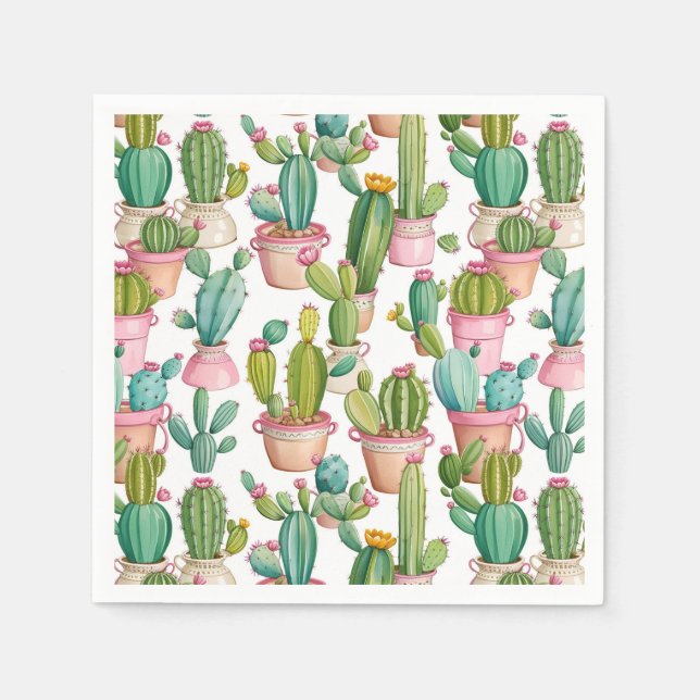 Guardanapo De Papel Cactos brilhantes divertidos (Frente)
