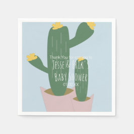 Guardanapo De Papel Cactus Cupcakes Chá de Bebê Obrigado Azul