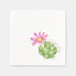 Guardanapo De Papel Cactus De Bloqueio Rosa De Aquarela