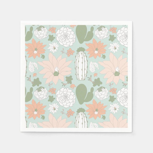 Guardanapo De Papel Cactus Floral Pattern (Frente)