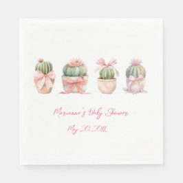 Guardanapo De Papel Cactus Pink Ribbon Baby Girl Chá Napkins