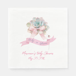 Guardanapo De Papel Cactus Pink Ribbon Baby Girl Chá Napkins