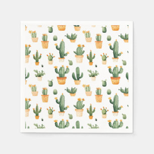 Guardanapo De Papel Cactus Potado em Branco