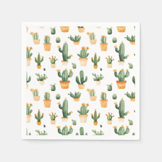 Guardanapo De Papel Cactus Potado em Branco