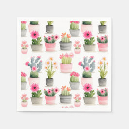Guardanapo De Papel Cactus Rosa - Padrão Suculente da Aquarela Ocident