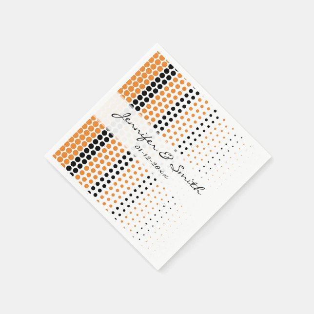 Guardanapo De Papel Cádmio - Laranja e Bolinhas Preta (Canto)