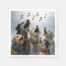 Cães Cantando Canções de Natal em Flocos de Neve