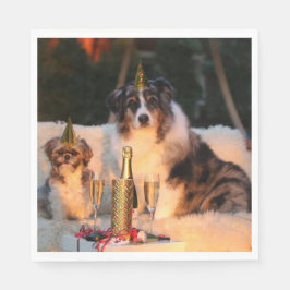 Guardanapo De Papel Cães Celebrando Ano Novo