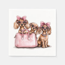 Cães de Dachshund Fashionáveis, Bolsa Rosa