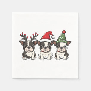 Guardanapo De Papel Cães de Natal em Boston Terrier