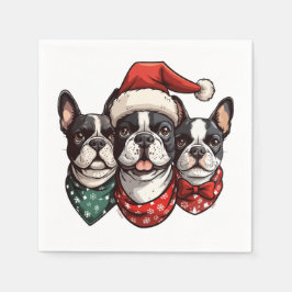 Guardanapo De Papel Cães de Natal em Boston Terrier