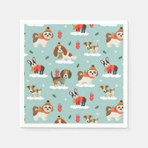 Guardanapo De Papel Cães de Natal no Padrão Cozy Scarves