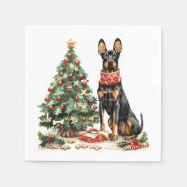 Guardanapo De Papel Cães Dobermann de Natal