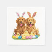 Cães Golden Retriever da Páscoa com orelhas de coe