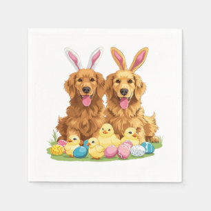 Guardanapo De Papel Cães Golden Retriever da Páscoa com orelhas de coe