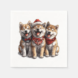 Guardanapo De Papel Cães Papais noeis de Shiba Inu de Natal