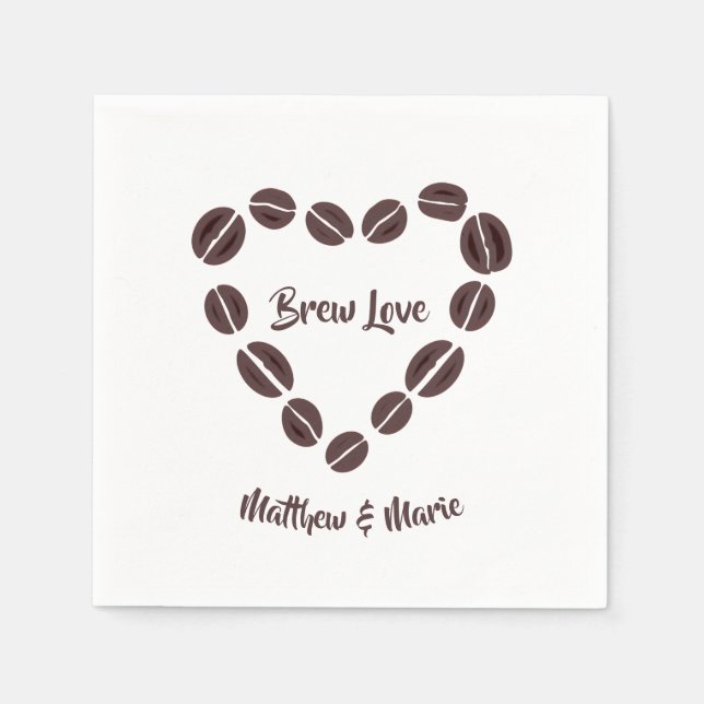 Guardanapo De Papel Café Amor Grão Torrado Coração (Frente)