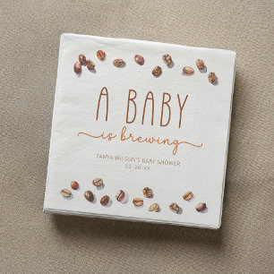 Guardanapo De Papel Café Bean Um Bebê Está Fazendo Chá de fraldas