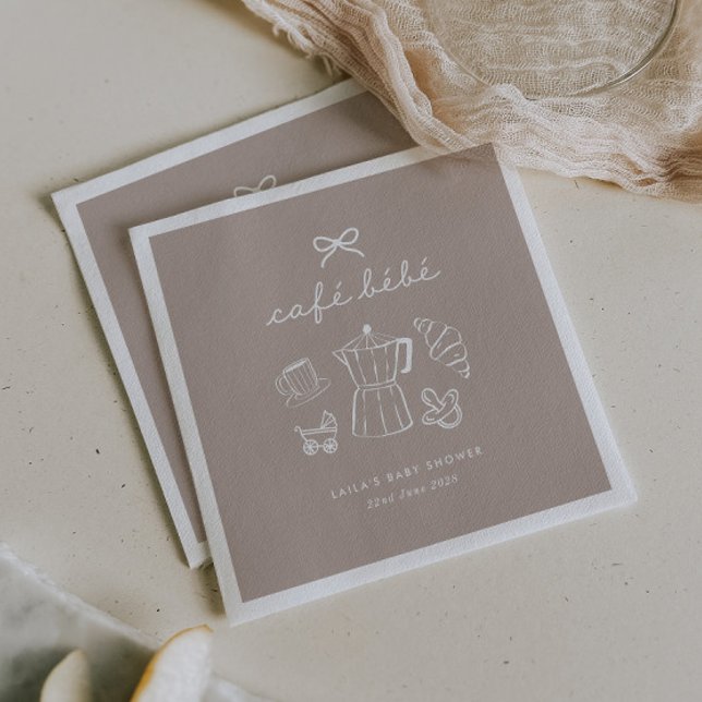 Guardanapo De Papel Café Bebe em Casa Chá de Bebê Latte (Zazzle Cafe Bebe Home Coffee Baby Shower Latte Napkins)