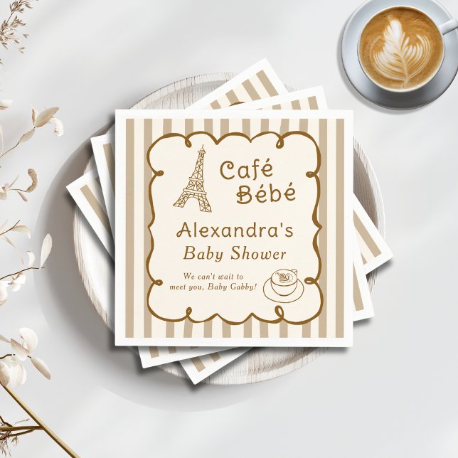Guardanapo De Papel Cafe Bebe French Coffee Shop Themed Baby Shower (Criador carregado)