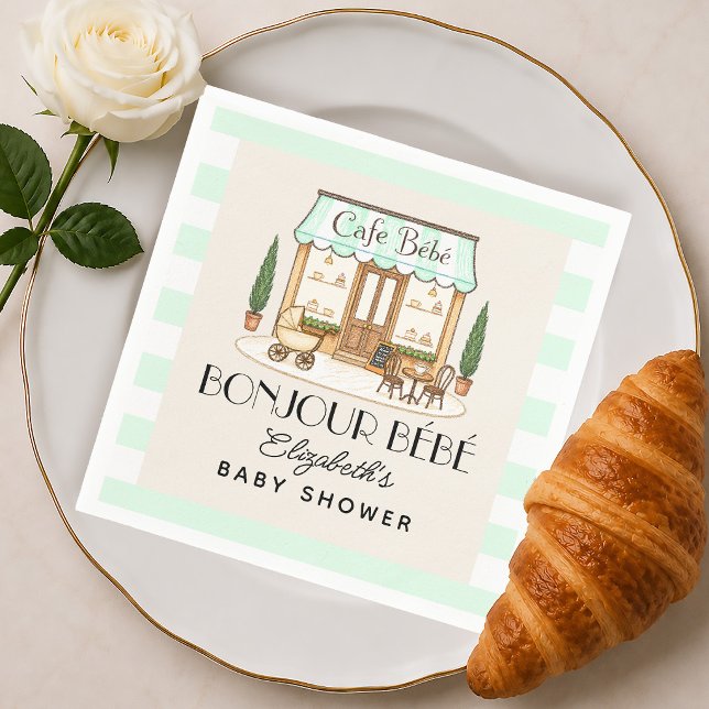 Guardanapo De Papel Café Bébé Parisiense Francês Chá de Bebê Neutro (Criador carregado)