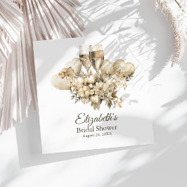 Guardanapo De Papel Café da Manhã e Champagne com Flores Chá de Noiva 