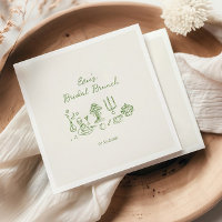 Café da Manhã Nupcial Desenhado à Mão em Verde