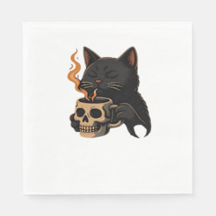 Guardanapo De Papel Café De Gato Escuro Com Camisa-T Sobredimensionada