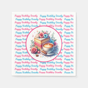 Guardanapo De Papel Café e Bolo de Aniversário Personalizados